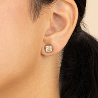 Sterling Silver Cushion Cut Bezel Set Stud Earrings