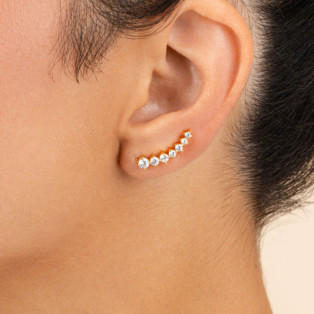 Graduated CZ Crawler Earrings