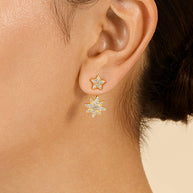 CZ Starburst Jacket Earrings
