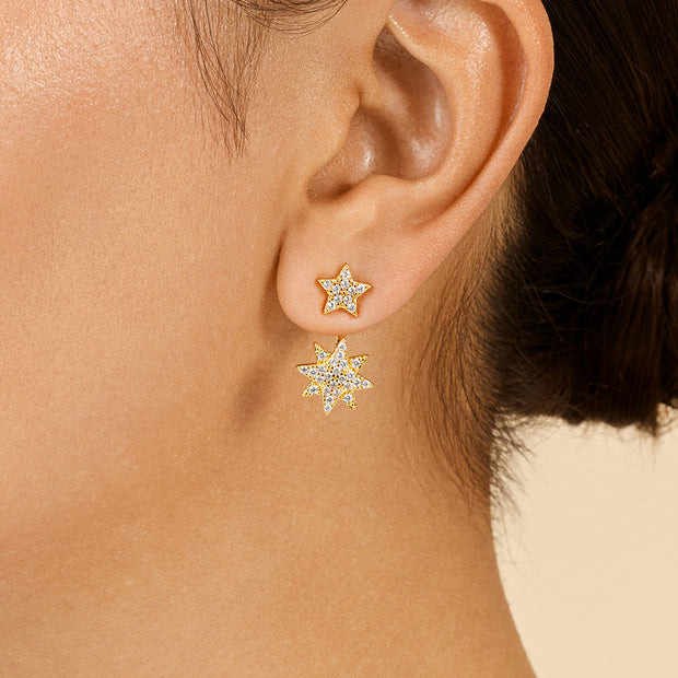 CZ Starburst Jacket Earrings
