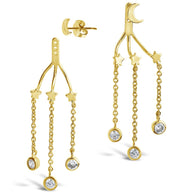 CZ Moon & Star Jacket Earrings
