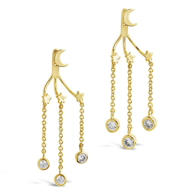 CZ Moon & Star Jacket Earrings