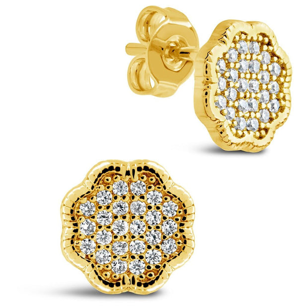 Rose Petal CZ Stud Earrings