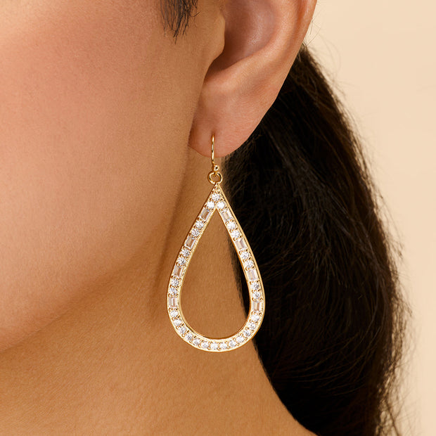 Evangeline CZ Teardrop Hoop Earrings