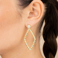 Geometric CZ Diamond Drop Stud Earrings