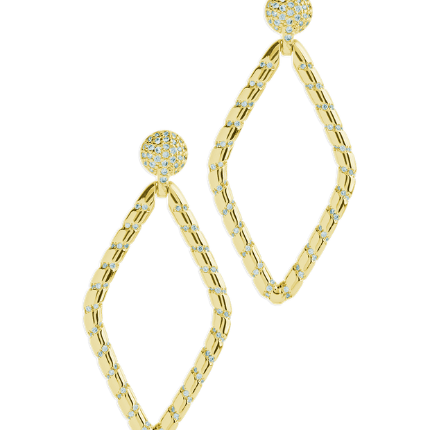 Geometric CZ Diamond Drop Stud Earrings