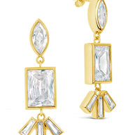 Bella Square & Oval CZ Drop Earrings