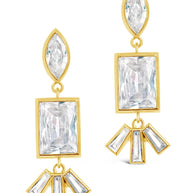 Bella Square & Oval CZ Drop Earrings