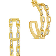 Neah CZ Station Hoop Earrings