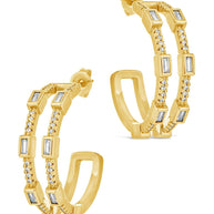 Neah CZ Station Hoop Earrings