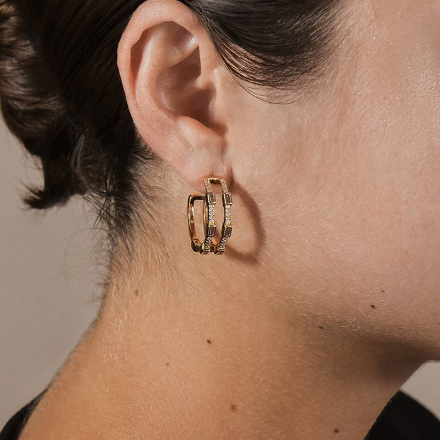 Neah CZ Station Hoop Earrings