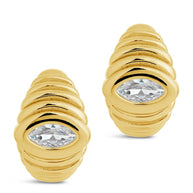 CZ Studded Croissant Hoop Earrings