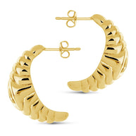 CZ Studded Croissant Hoop Earrings