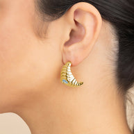 CZ Studded Croissant Hoop Earrings