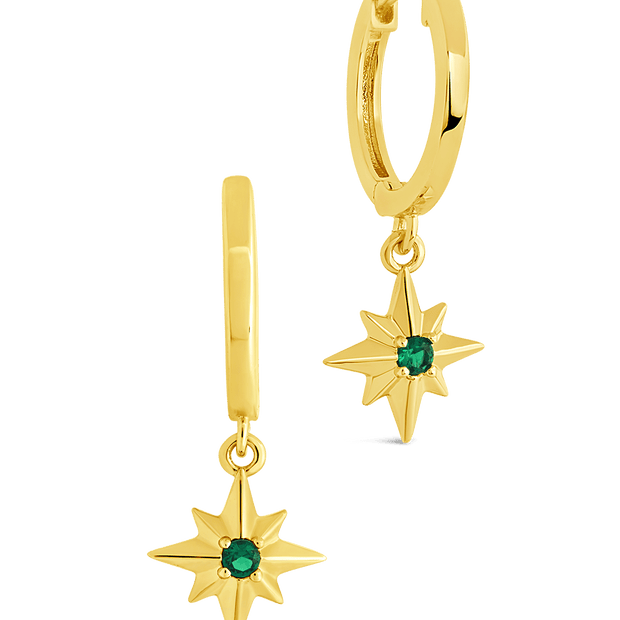 Demi CZ Burst Charm Hoop Earrings