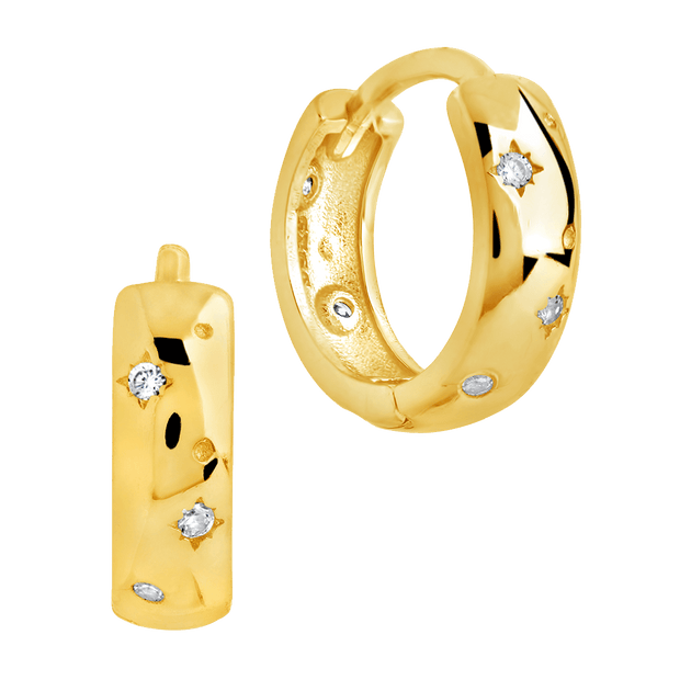 Greer CZ Burst Micro Hoop Earrings