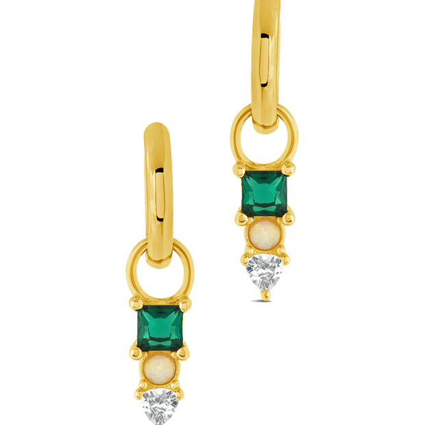 Harmony CZ & Opal Charm Hoop Earrings