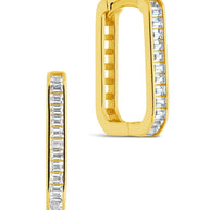 Piper CZ Rectangle Hoop Earrings