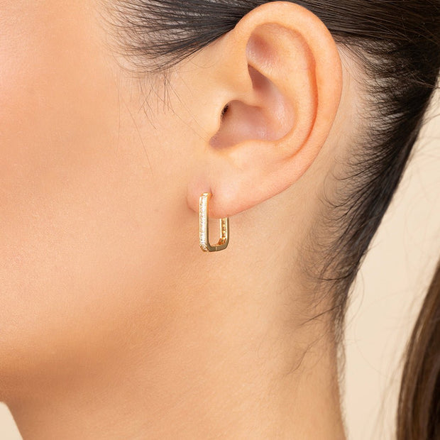 Piper CZ Rectangle Hoop Earrings