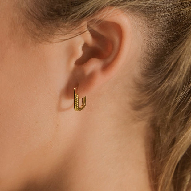 Nadine CZ Rectangle Hoop Earrings