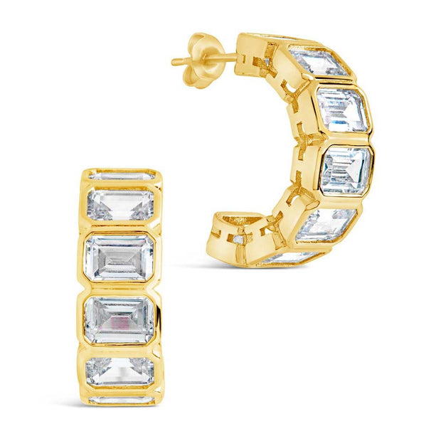 Nyssa Bezel CZ Station Hoop Earrings