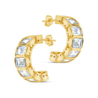 Nyssa Bezel CZ Station Hoop Earrings