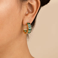 Nyssa Bezel CZ Station Hoop Earrings