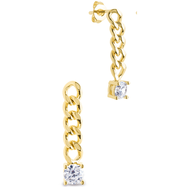 Phoebe CZ Chain Link Drop Stud Earrings