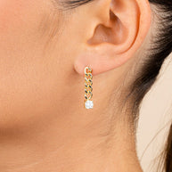 Phoebe CZ Chain Link Drop Stud Earrings