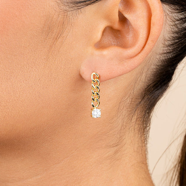 Phoebe CZ Chain Link Drop Stud Earrings