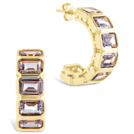 Nyssa Bezel CZ Station Hoop Earrings