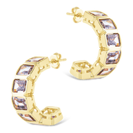 Nyssa Bezel CZ Station Hoop Earrings