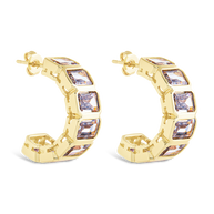 Nyssa Bezel CZ Station Hoop Earrings