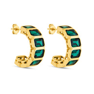 Nyssa Bezel CZ Station Hoop Earrings