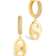 Bliss CZ Anchor Chain Micro Hoop Earrings