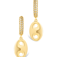 Bliss CZ Anchor Chain Micro Hoop Earrings