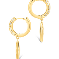 Bliss CZ Anchor Chain Micro Hoop Earrings