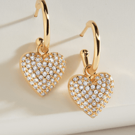 Disco Heart CZ Micro Hoop Earrings