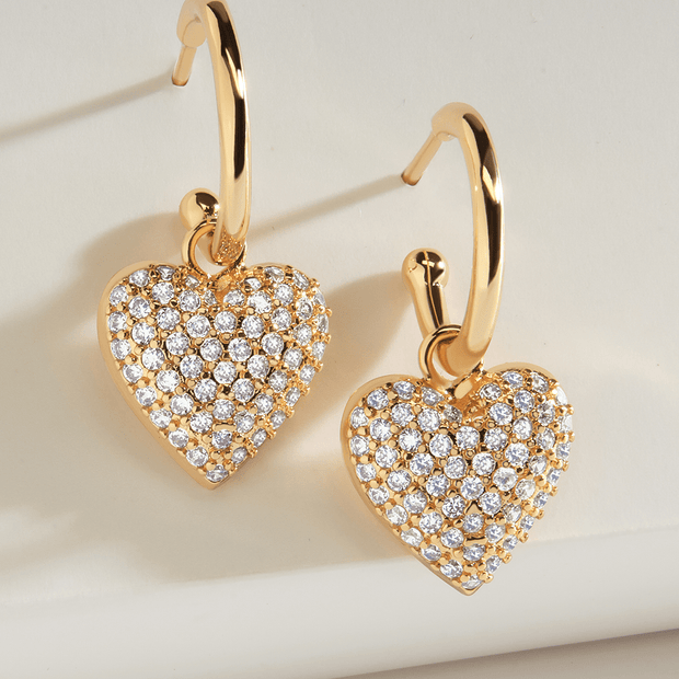 Disco Heart CZ Micro Hoop Earrings