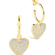 Disco Heart CZ Micro Hoop Earrings