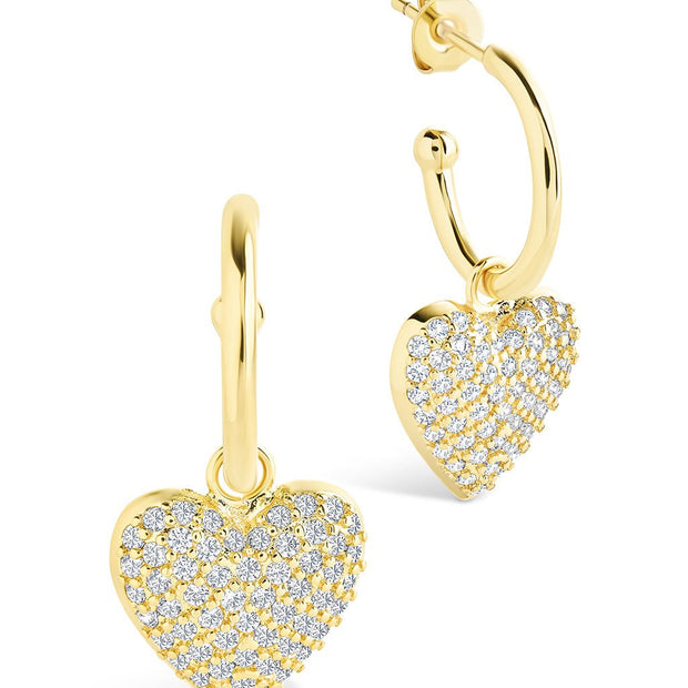 Disco Heart CZ Micro Hoop Earrings