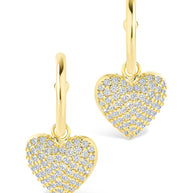 Disco Heart CZ Micro Hoop Earrings