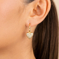 Disco Heart CZ Micro Hoop Earrings
