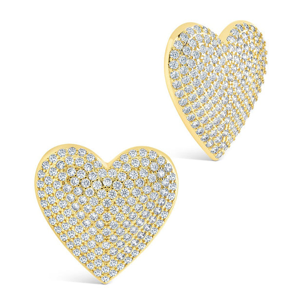 Disco Heart CZ Statement Stud Earrings
