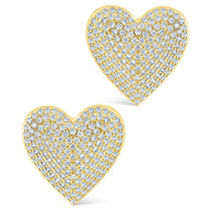 Disco Heart CZ Statement Stud Earrings