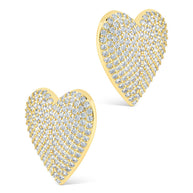 Disco Heart CZ Statement Stud Earrings