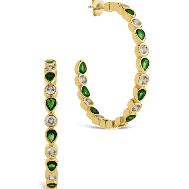 Bezel Set Mixed CZ Hoops