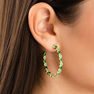 Bezel Set Mixed CZ Hoops