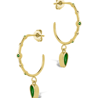 Bezel CZ Station Hoop Earrings