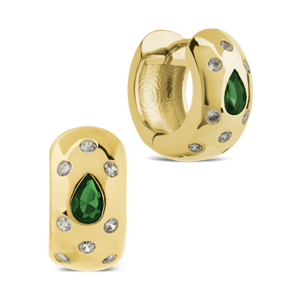 Mixed CZ Chunky Huggie Hoops